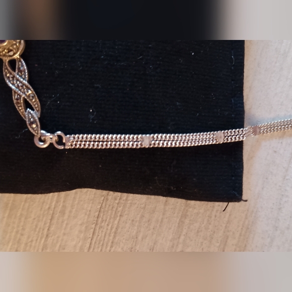 Sale! Vintage Romantic Amethyst Marcasite Sterling Necklace - Picture 2 of 6